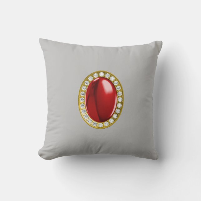 Red gemstone throw pillow (Front)