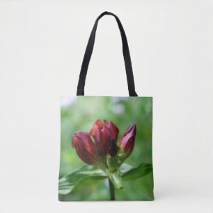 Red Gentian Flower In Bloom  Tote Bag