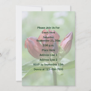 Red Gentian Flower Party Invitation
