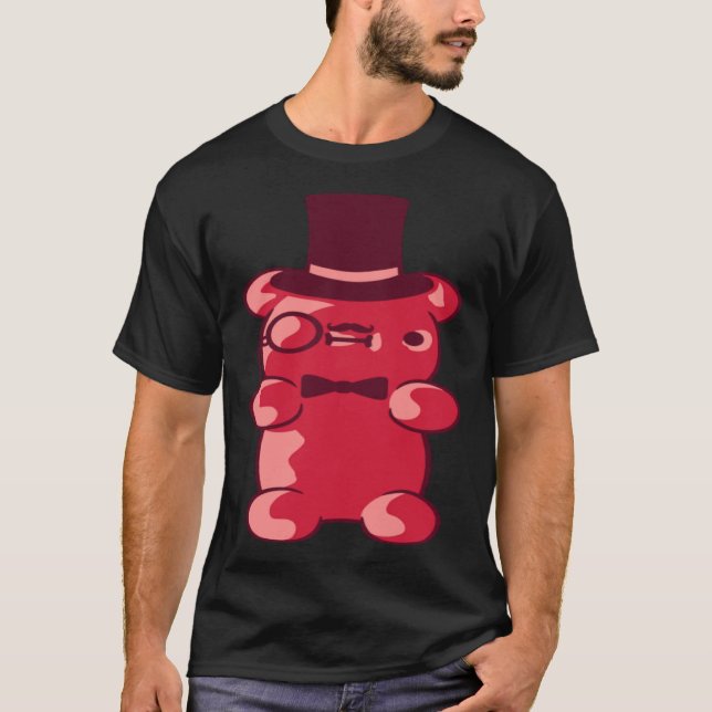 Red Gentleman Bear Gummy  Mr Rich Monocle Top Hat  (Front)