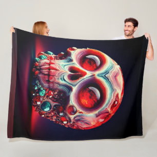 Red Geode Skull Fleece Blanket