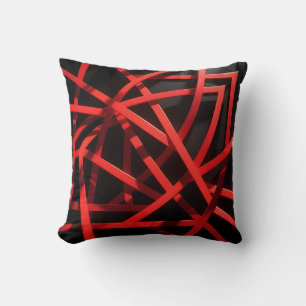 Red Geometric Abstract Chaos Throw Pillow