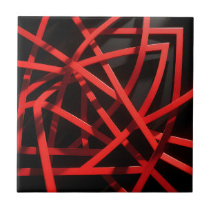 Red Geometric Abstract Chaos Tile