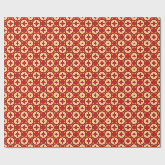 Red Geometric Abstract Design Wrapping Paper (Flat)