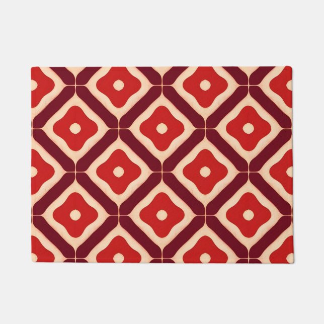 🔴 Red Geometric Abstract Modern Entry Decor 🔴 Doormat (Front)