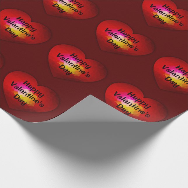 Red geometric burning heart triangle mesh pattern wrapping paper (Corner)