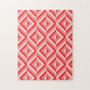Red Geometric Diamond Pattern Frustrating Jigsaw Puzzle