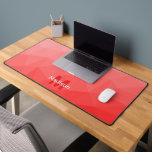 Red Geometric Mesh Pattern monogram Desk Mat<br><div class="desc">Monogram Personalize with your custom initial and name. Unique cool desk mat for her office,  room,  work,  gaming room.. 
Red Gradient Geometric Mesh Pattern. Subtle modern design Elegant and cool Triangle geometric meshed gradient.</div>