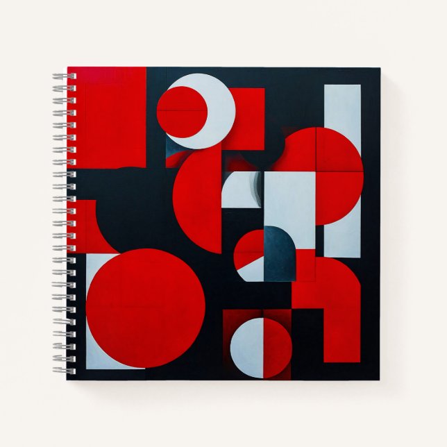 🔺 Red Geometric Office Gift For Students  Notebook (Front)