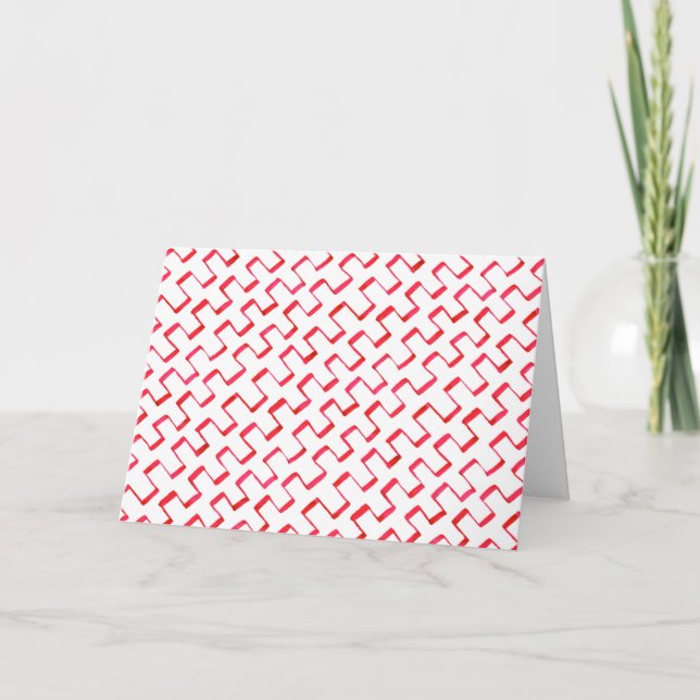 Red Geometric Painted Pattern Congratulations Card (Front)