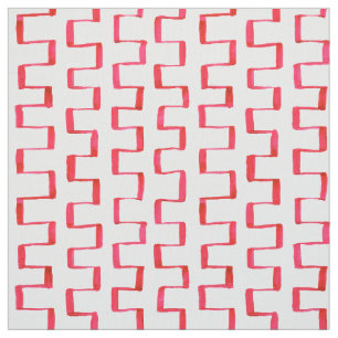 Red Geometric Painted Pattern Fabric