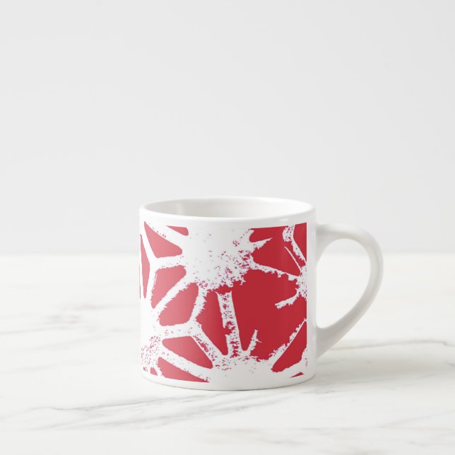 Red geometric pattern espresso cup (Right)