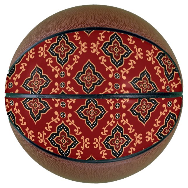 Red Geometric Pattern / Indian Print  Basketball (Front)