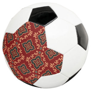 Red Geometric Pattern / Indian Print Soccer Ball