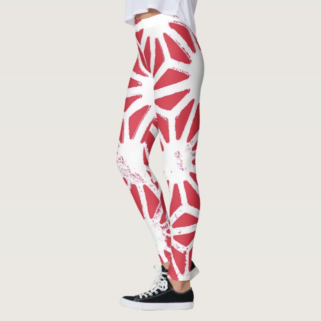 Red geometric pattern leggings (Left)
