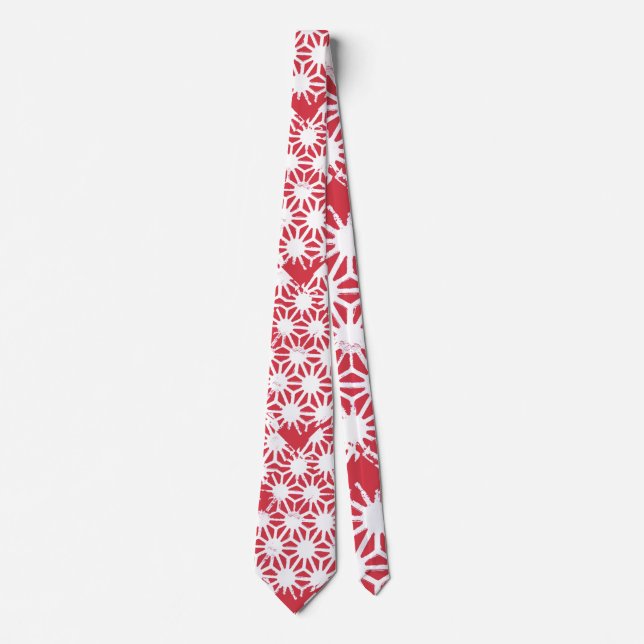 Red geometric pattern tie (Front)