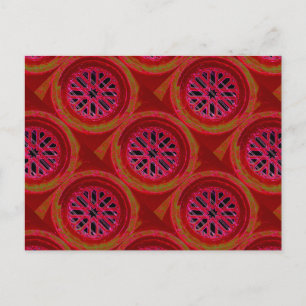 red geometric postcard