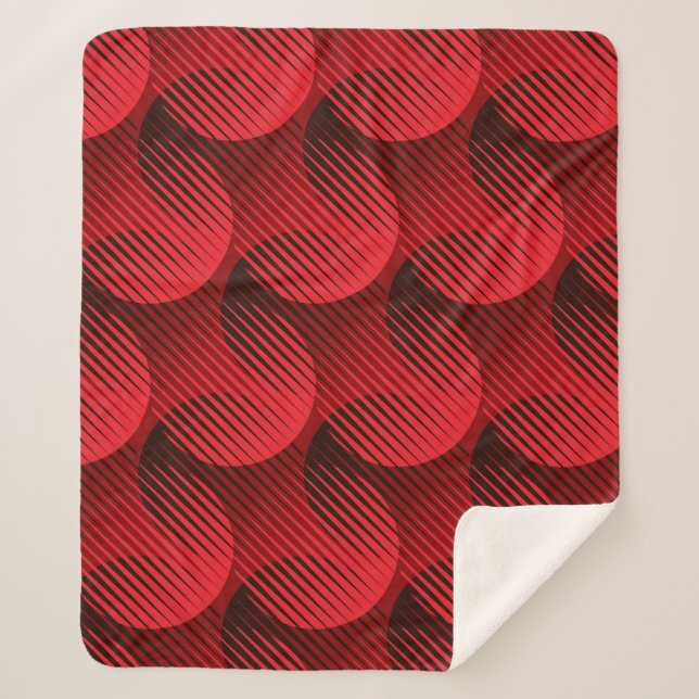 Red Geometric: Raster Line Art Sherpa Blanket (Front)