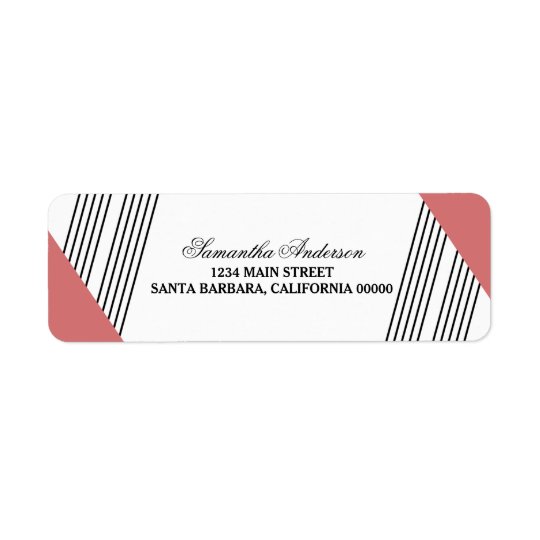 Red Geometric Stripe Address Labels