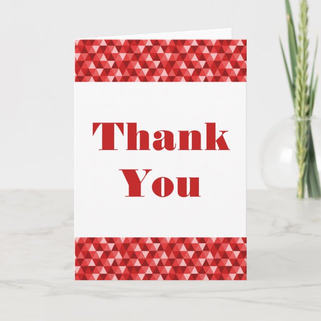 Red Geometric Triangles Thank You Card (Front)