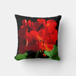 Red geranium flower throw pillow