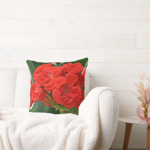 Red Geranium Throw Pillow