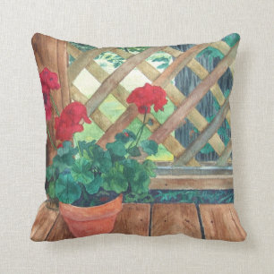 Red Geranium Throw Pillow