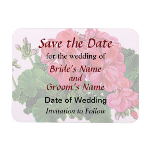 Red Geraniums and Buds Save the Date Magnet
