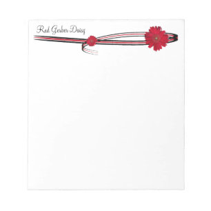 Red Gerber Daisy and Filigree Template Notepad