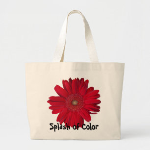 Red Gerber Daisy Close-Up Photograph Reusable Large Tote Bag