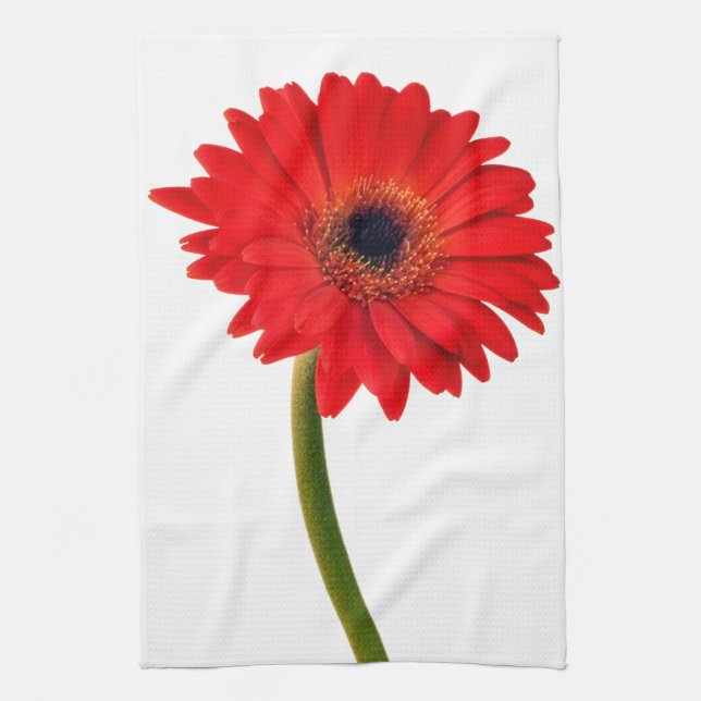 Red  Gerber Daisy Flowers Floral Daisies Flower Kitchen Towel (Vertical)