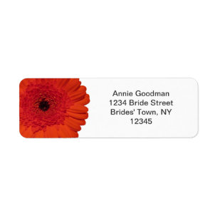 Red Gerber Daisy Return Address Label