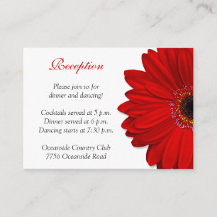 Red Gerber Daisy Wedding Reception Card