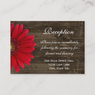 Red Gerber Daisy Wedding Reception Direction Card