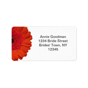Red Gerber Daisy Wedding RSVP Return Address Label