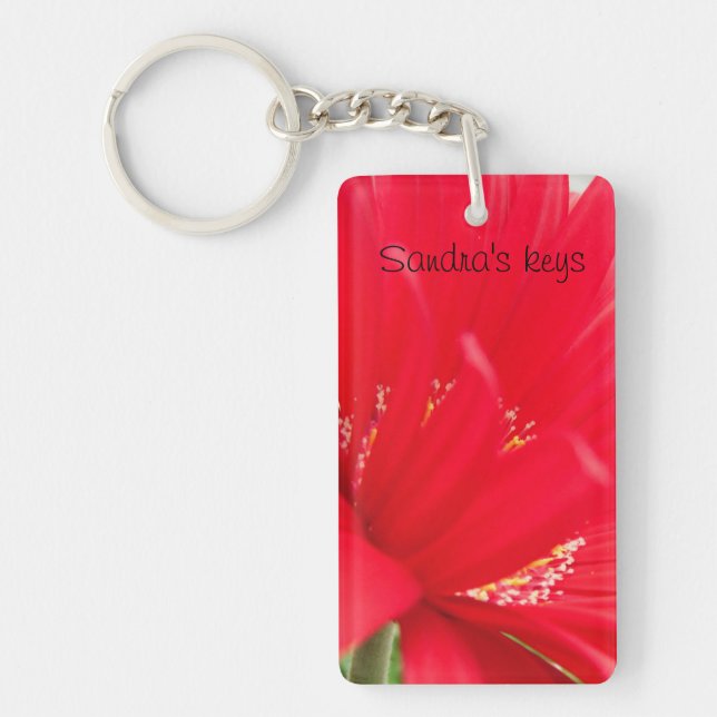 Red Gerber Gerbera daisy create your own Keychain (Front)