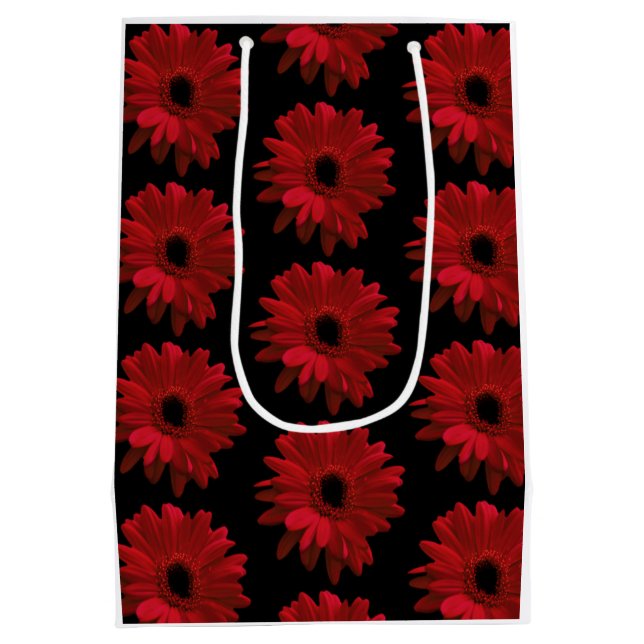 Red Gerbera Daisies Medium Gift Bag (Back)