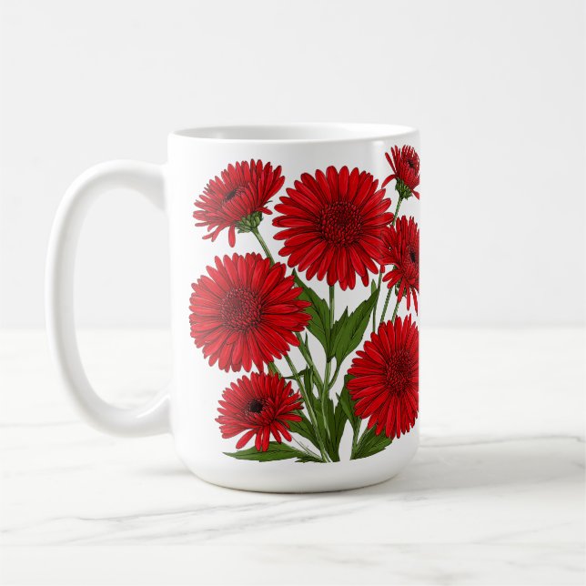 Red Gerbera Daisy Bouquet Coffee Mug (Left)