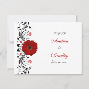 Red Gerbera Daisy Floral Response Card