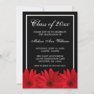 Red Gerbera Daisy Graduation Announcement