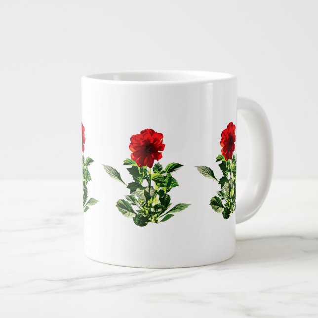 Red Gerbera Daisy Large Coffee Mug (Front Right)