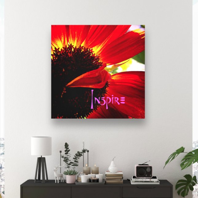 Red Gerbera Daisy Photography Inspire Type Modern Canvas Print (Creator Uploaded)