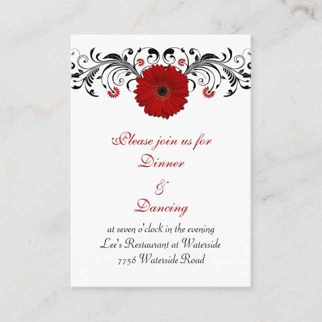 Red Gerbera Daisy Reception Card (Front)