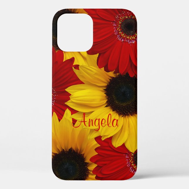 Red Gerbera Daisy Yellow Sunflower Case-Mate iPhone Case (Back)