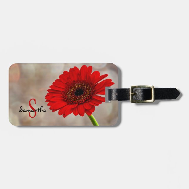 Red Gerbera étiquette bagage (Devant horizontal)