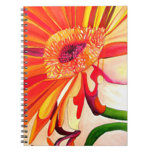 Red Gerbera flower watercolor painting art Notebook