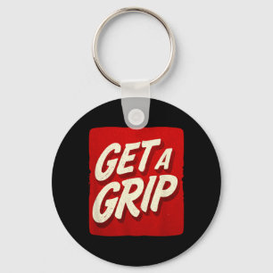 Red Get a Grip Motto Keychain