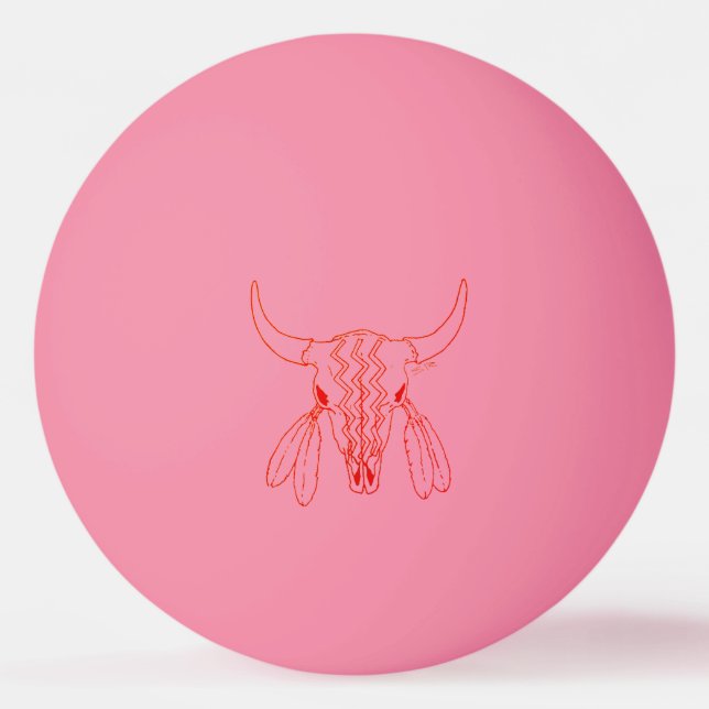Red Ghost Dance Buffalo 1 star glow ping pong ball (Front)
