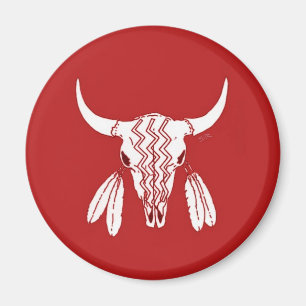 Red Ghost Dance Buffalo aimant rond standard