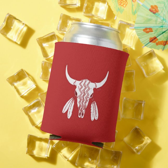 Red Ghost Dance Buffalo can cooler 2 sided (In Situ Summer)